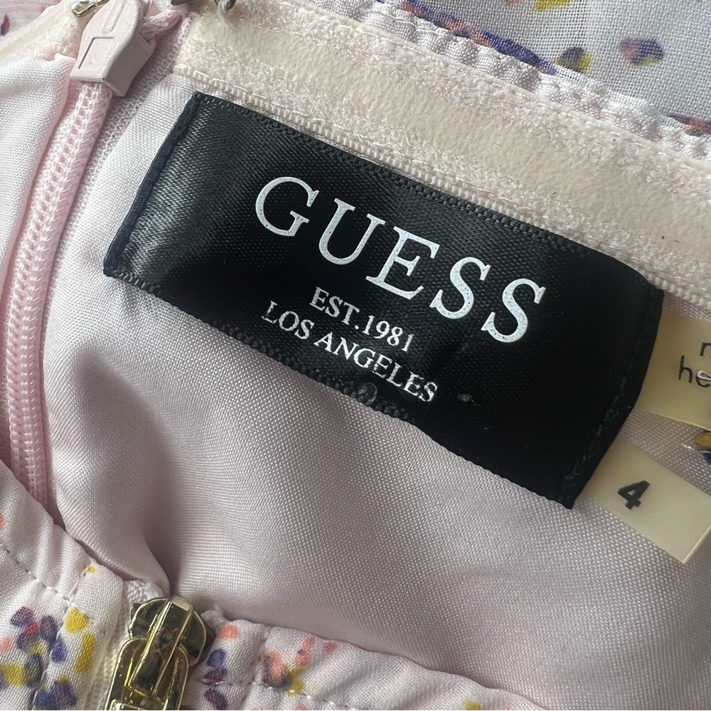 Guess Tanya Pink Floral Sleeveless or Strapless Corset Mini Dress Sz 4 - Picture 9 of 11